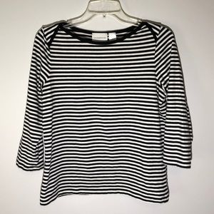 Black and White Striped Women's Top
